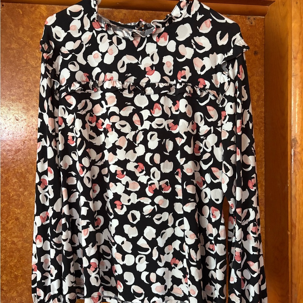 Karl Lagerfeld Black and White Blouse with Pink Accents